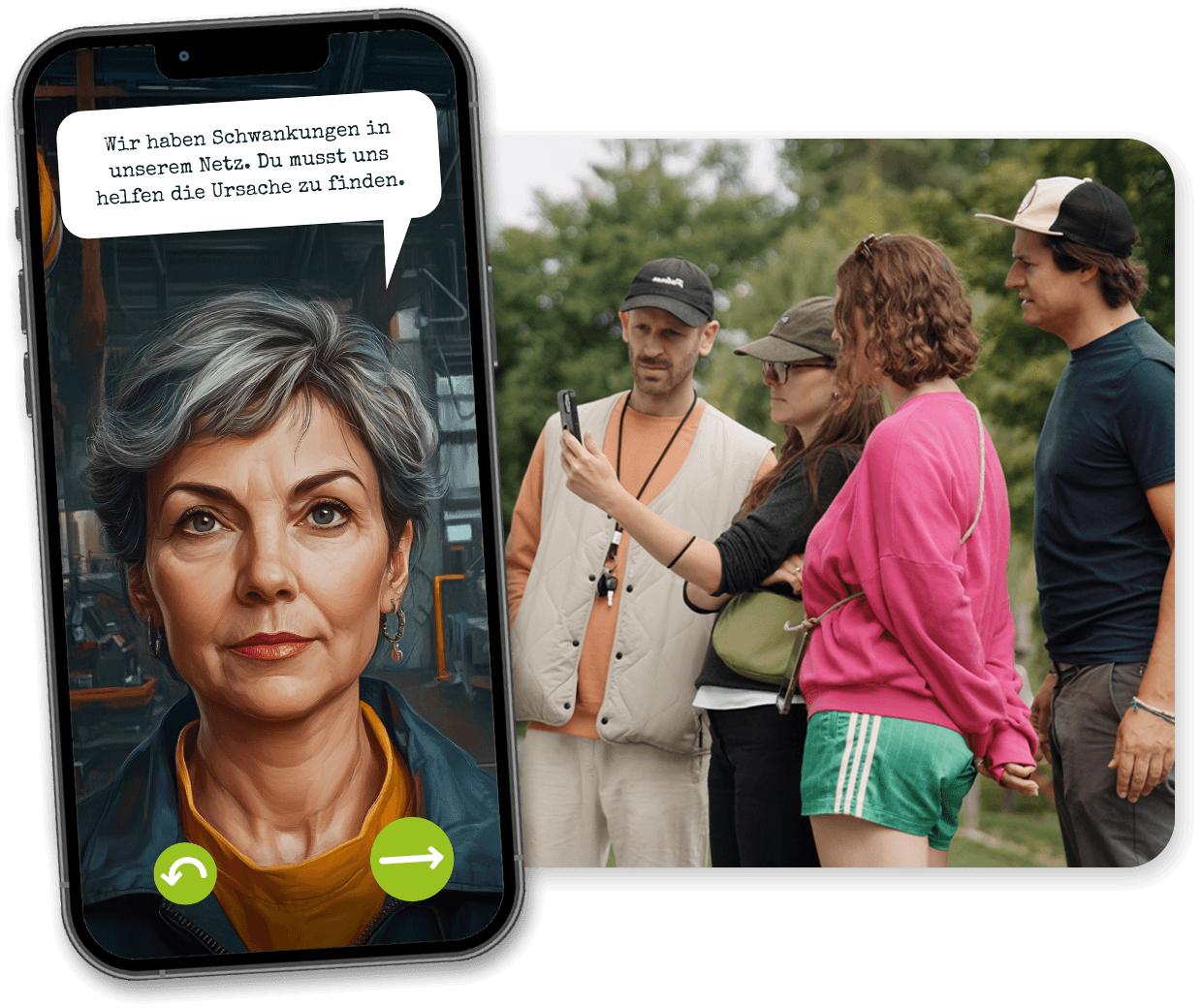Der fiktive Charakter Sandra Oberholzer kommuniziert im interaktiven Game regelmässig